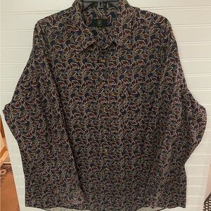 Club Room Mens Size XXL Paisley Printed Twill Shirt Long Sleeve Button 90s